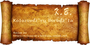 Kolozsváry Borbála névjegykártya
